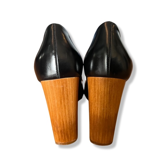 Yves Saint Laurent Black Leather Pumps with Wooden Heels - Picture 5 of 8
